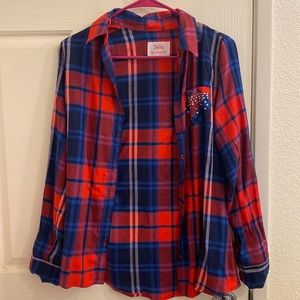 NWT Justice red and blue flannel